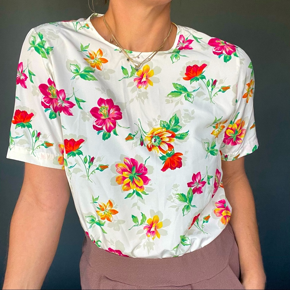 1980’s Tropical Silk Blouse with Closure